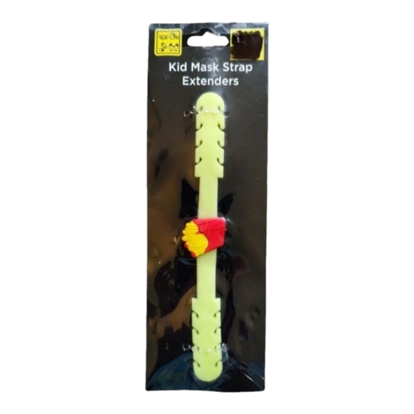 Kid Silicone Adjustable Mask Strap Extenders Lime Green Yellow with French Fries - Picture 1 of 6